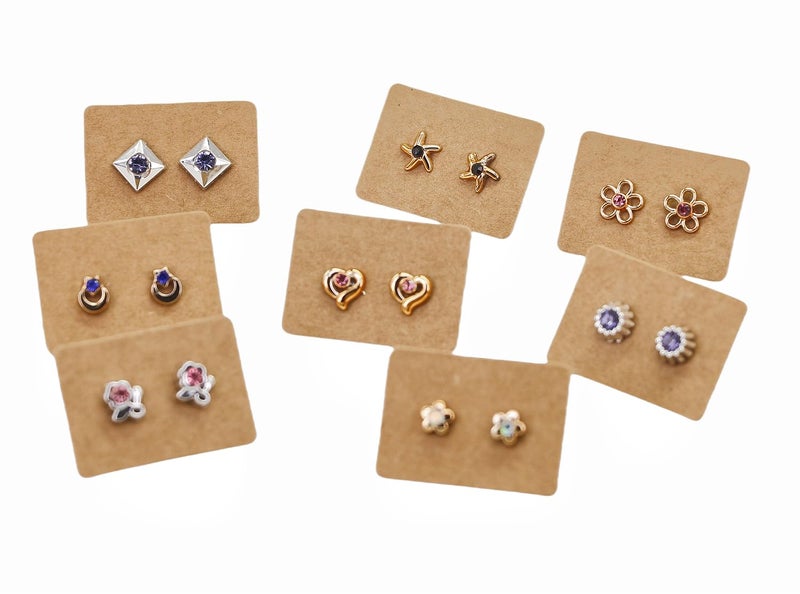 TIAMALL 300 PCS Earring Display Cards Kraft Paper Ear Tags Ear Stud Card (Brown) - Image 2